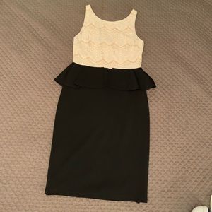 EUC Bebe midi pencil peplum dress